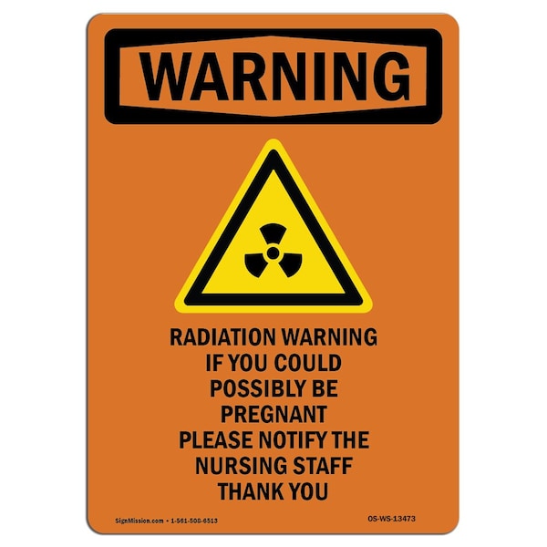OSHA WARNING Sign, Radiation Warning, 5in X 3.5in Decal, 10PK, 3.5" W, 5" H, Portrait, PK10